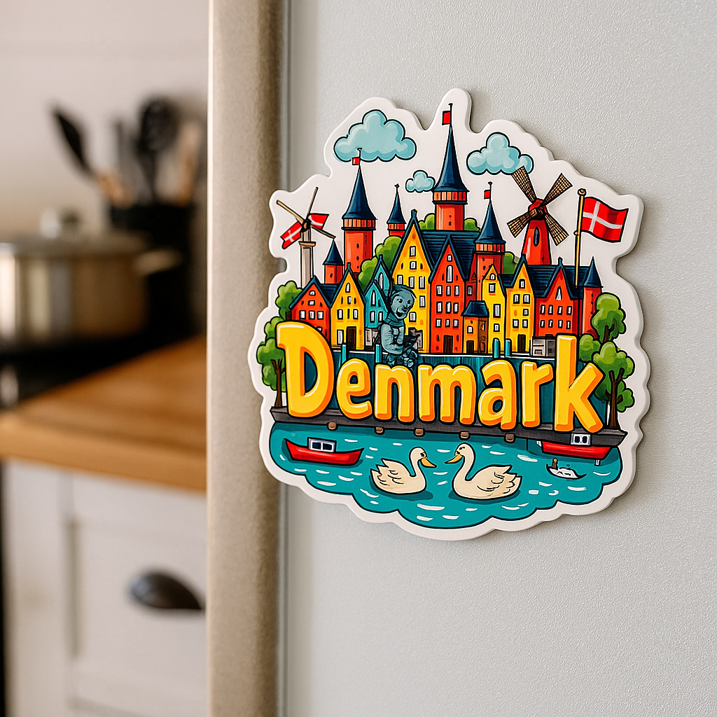 Denmark Country Theme Souvenir Wooden Refrigerator Stylish Fridge Magnet