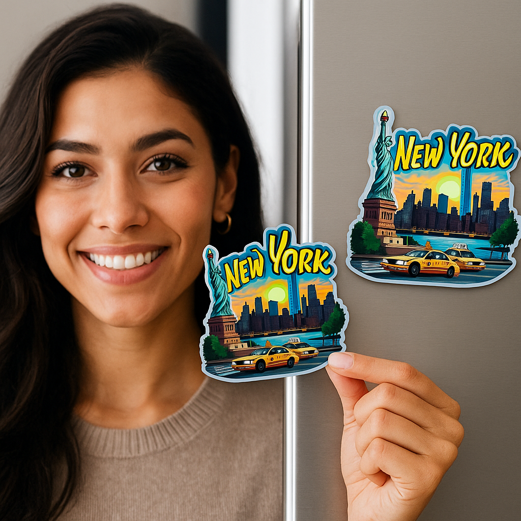 New York Theme Souvenir Wooden Fridge Magnet – 3x3 Inch Stylish Refrigerator Magnet