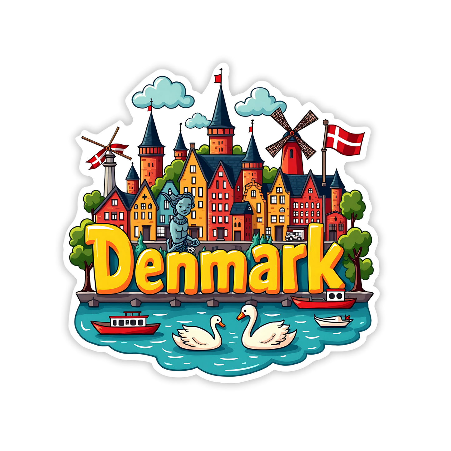 Denmark Country Theme Souvenir Wooden Refrigerator Stylish Fridge Magnet