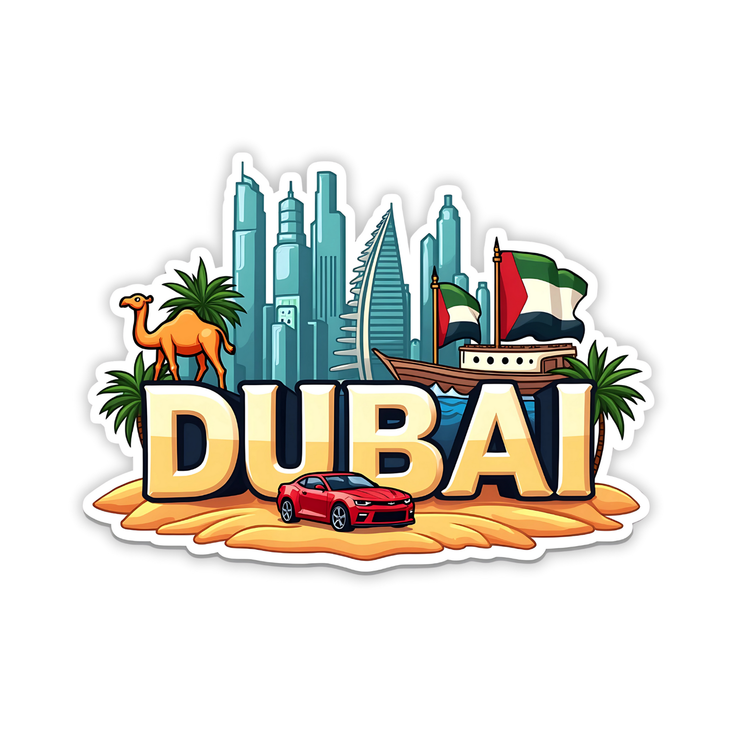 Dubai Country Theme Souvenir Wooden Refrigerator Stylish Fridge Magnet