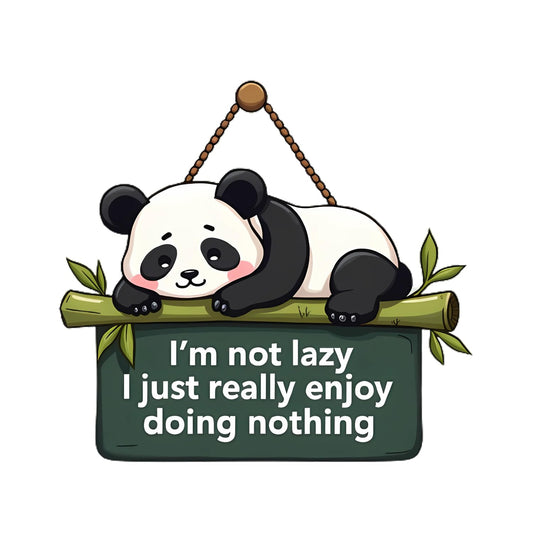 Lazy Panda Printed Wooden Wall Hanging with Quotes for Home Decor