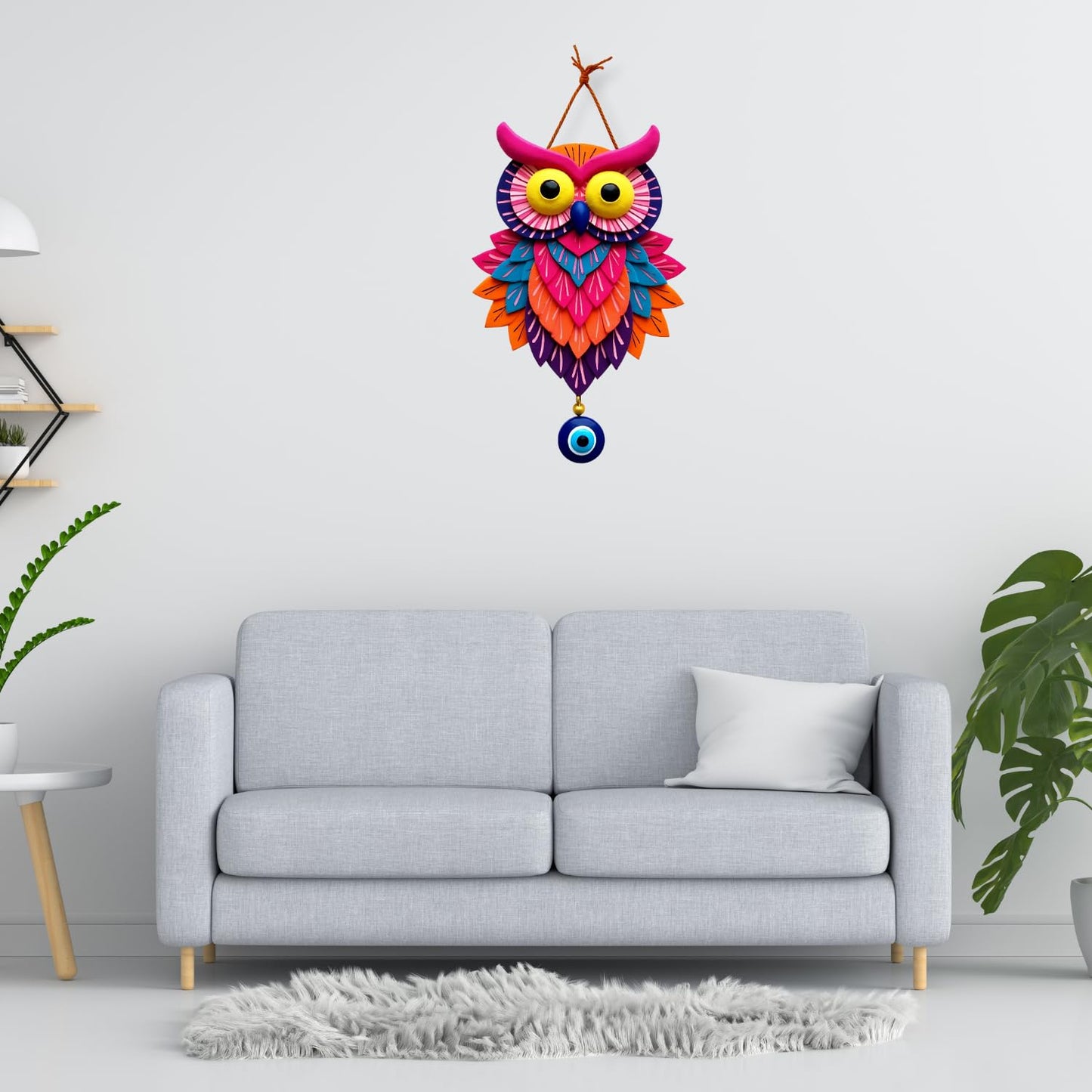 Owl Shape Wooden Wall Hanging for Home Decor, Living Room D4