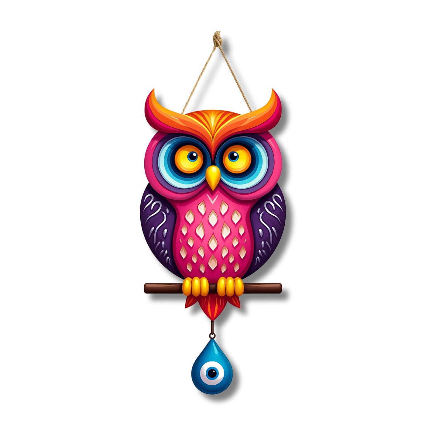 Owl Shape Wooden Wall Hanging for Home Decor, Living Room D7
