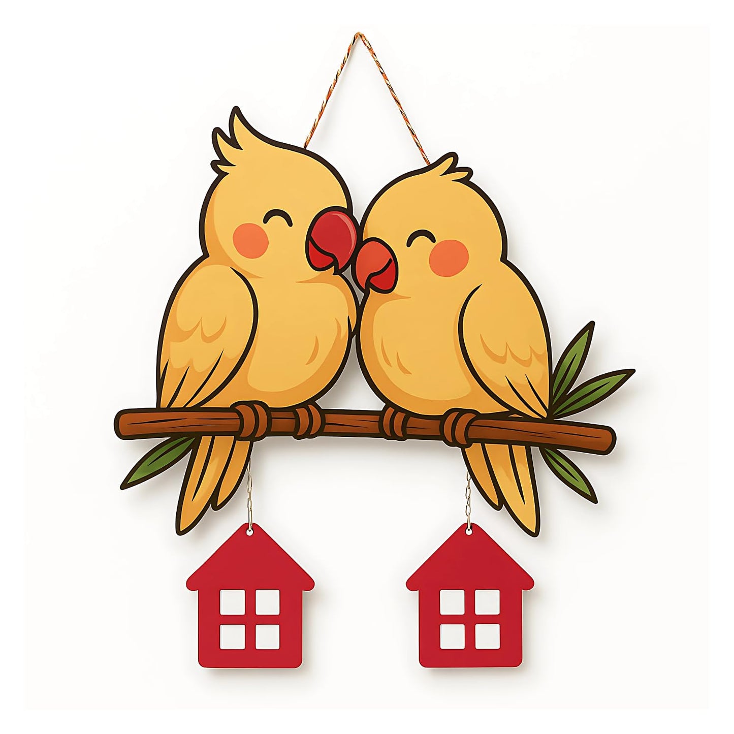 Cute Pair Of Parrot Wooden Wall Hanging for Home Kitchen Decor | Decorative Items for Livingroom