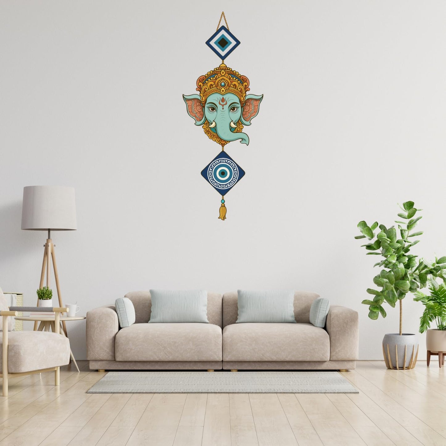 Elephant Wooden Wall Hanging for Home Kitchen Decor | Hamsa Hand Decoration
