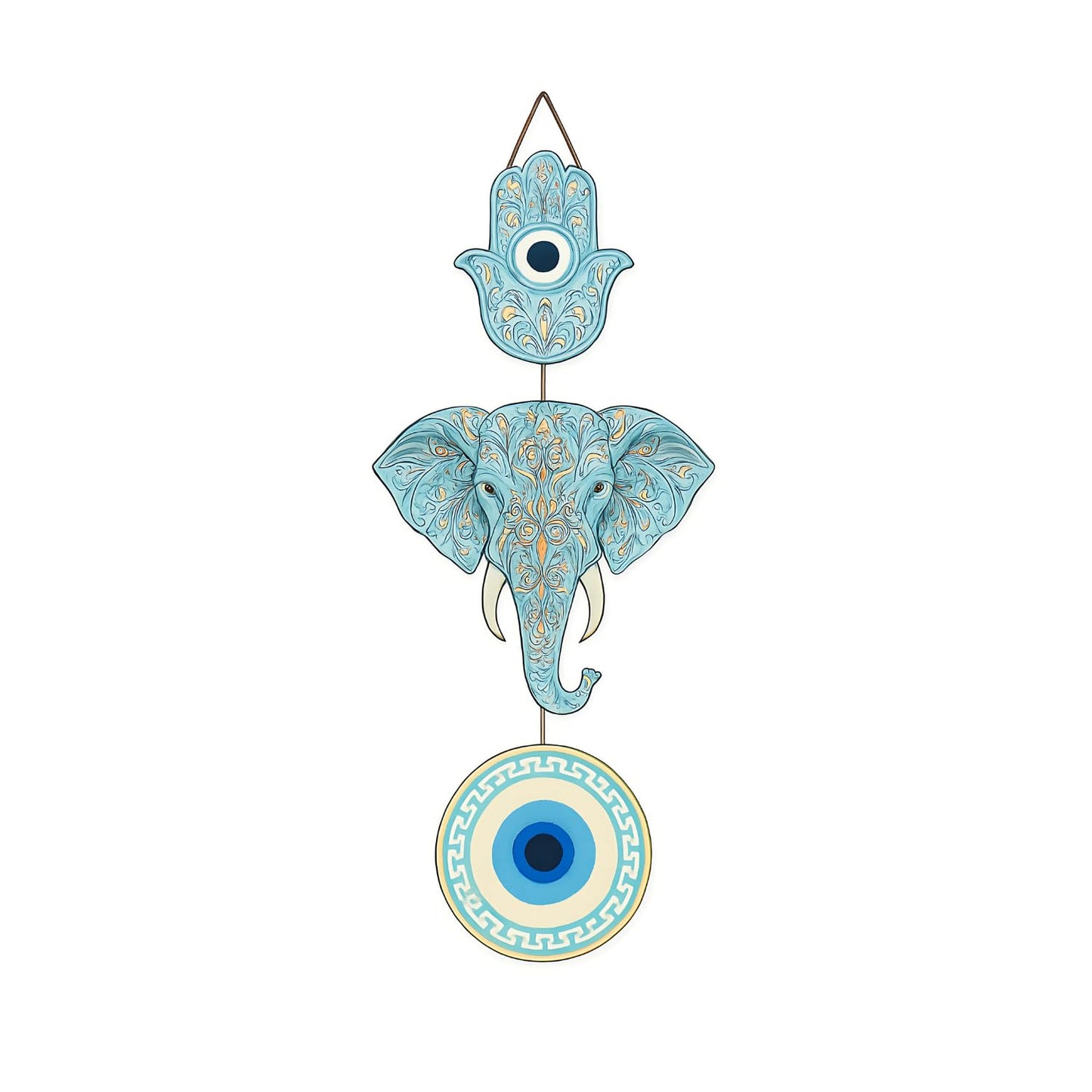 Elephant Wooden Wall Hanging for Home Kitchen Decor | Hamsa Hand Decoration for Livingroom