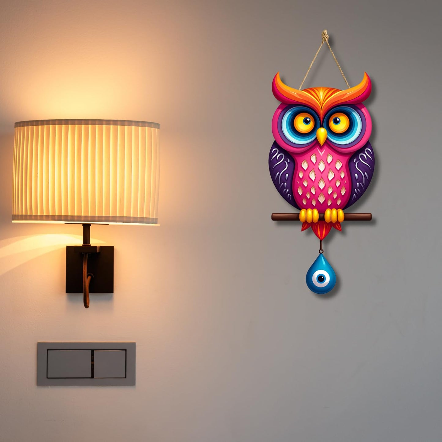 Owl Shape Wooden Wall Hanging for Home Decor, Living Room D7