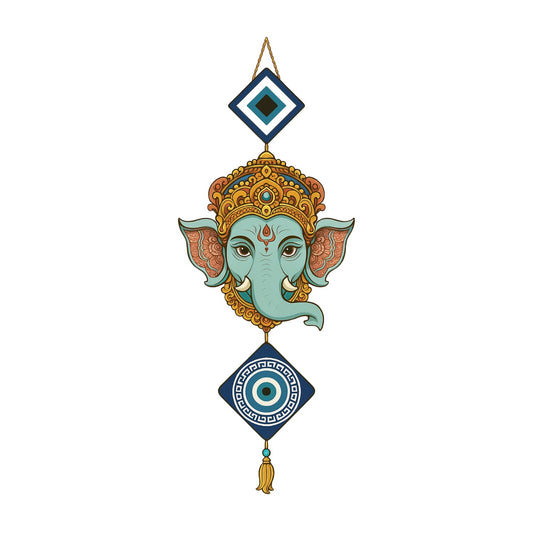 Elephant Wooden Wall Hanging for Home Kitchen Decor | Hamsa Hand Decoration