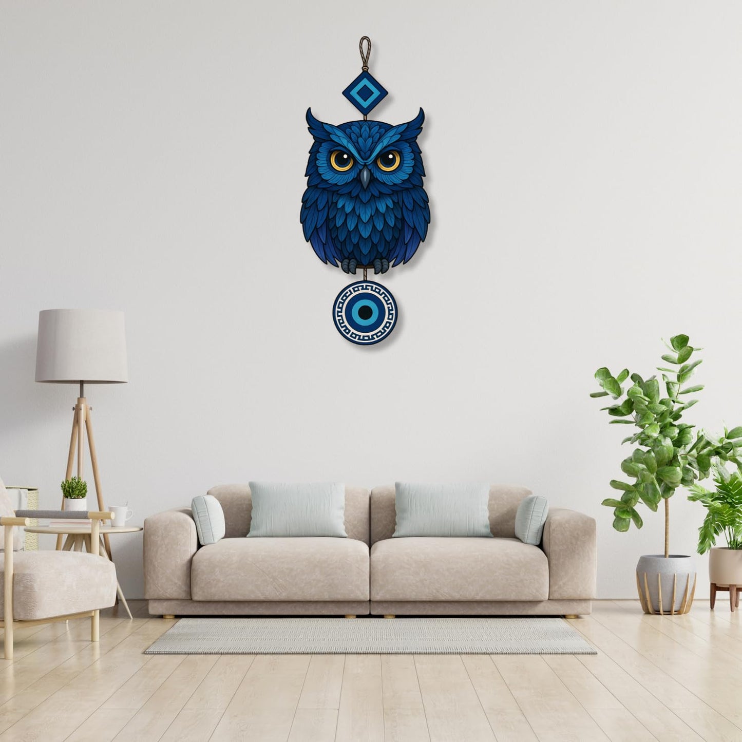 Owl Shape Wooden Wall Hanging for Home Decor, Living Room D9