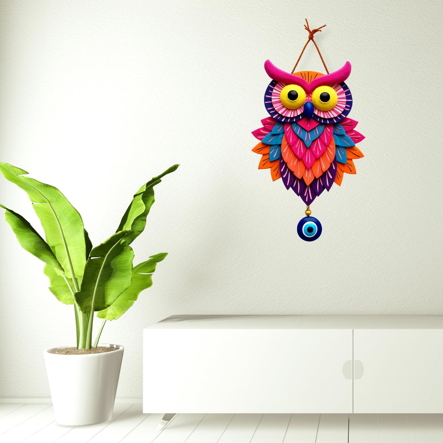 Owl Shape Wooden Wall Hanging for Home Decor, Living Room D4
