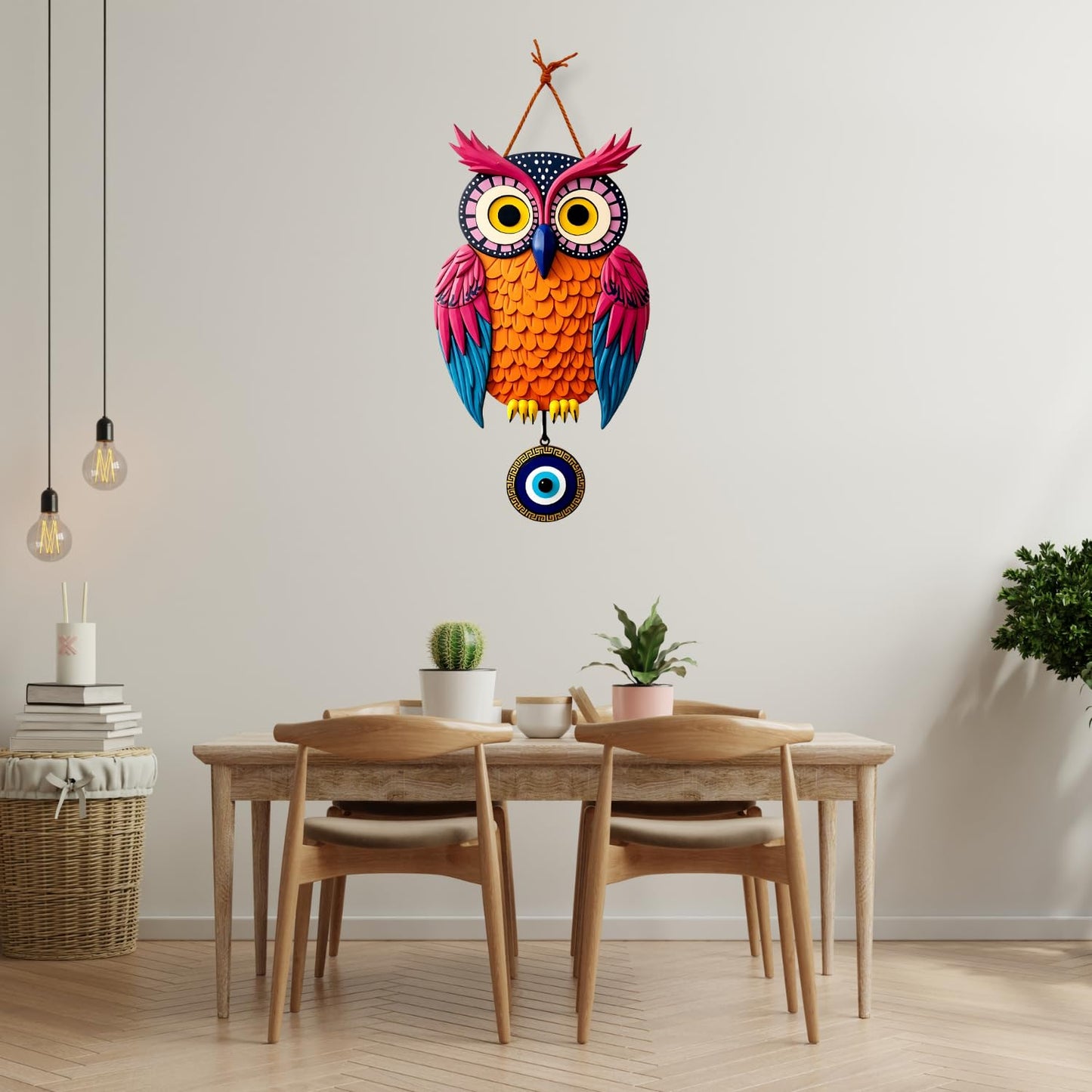 Owl Shape Wooden Wall Hanging for Home Decor, Living Room D3