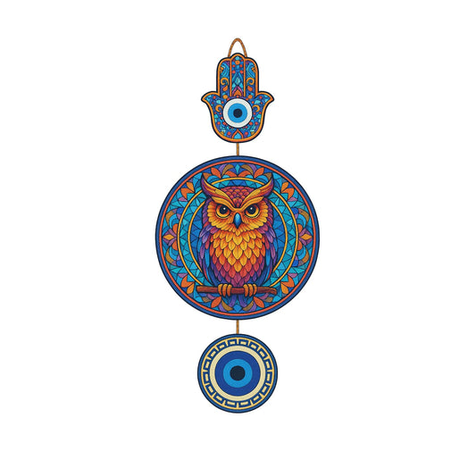 Owl Shape Wooden Wall Hanging for Home Decor, Living Room D10