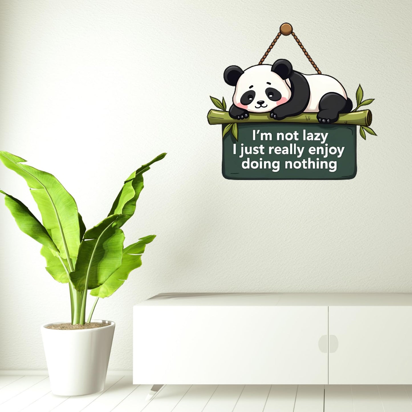 Lazy Panda Printed Wooden Wall Hanging with Quotes for Home Decor