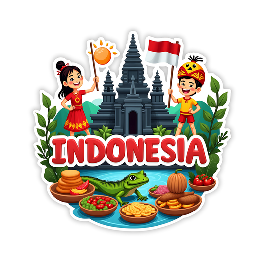 Indonesia Country Theme Souvenir Wooden Refrigerator Stylish Fridge Magnet