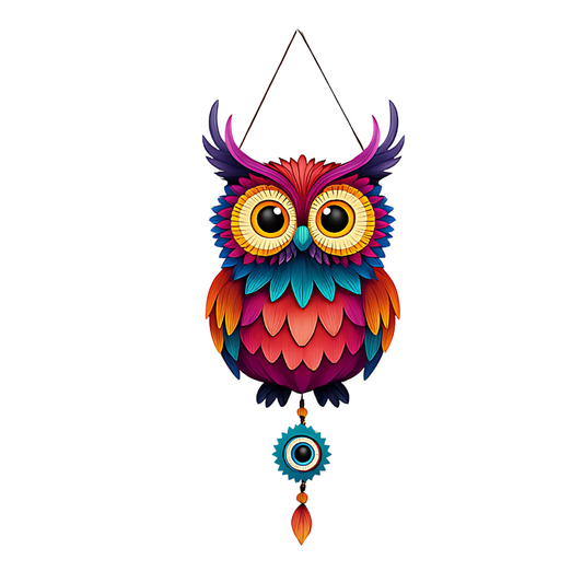 Owl Shape Wooden Wall Hanging for Home Decor, Living Room