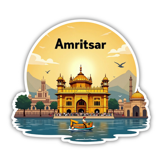 Amritsar Golden Temple Theme Souvenir Wooden Fridge Magnet for Refrigerator